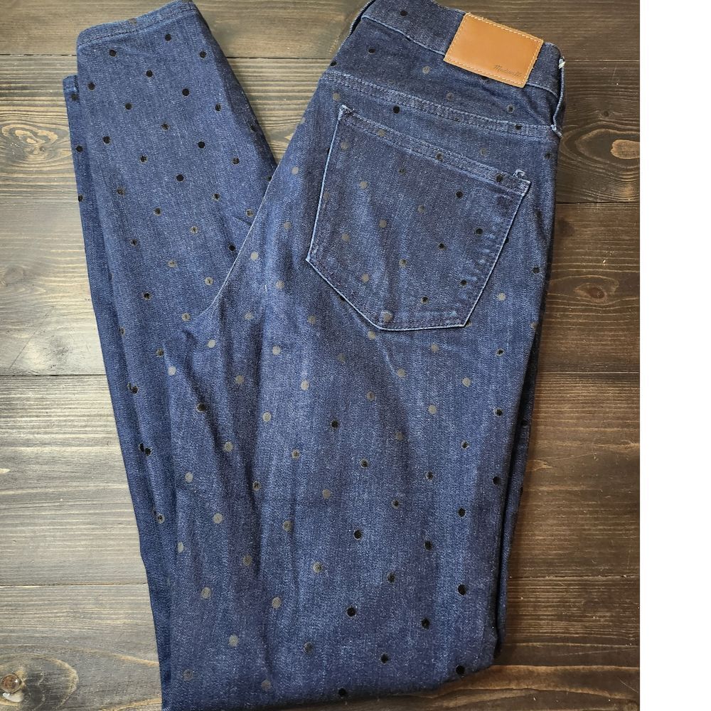 Madewell Womans Jeans Size 28 Blue High-Rise Skinny Polka Dots Stretch 5 pockets